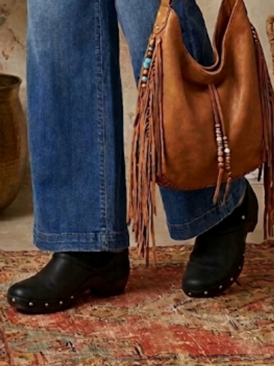 Merrell Shoes - Merrell Luxe Wrap Black Leather Studded Slip-On Clog Mules, Sz 10